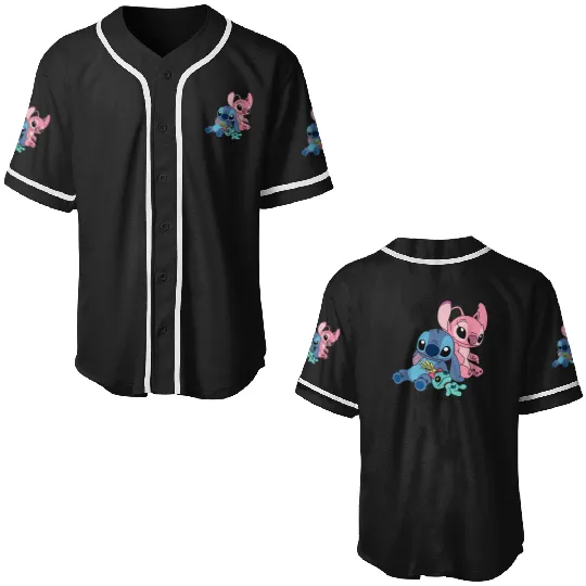 Stitch and angel soulmate  , Stitch Eras Tour , Stitch Shirt, Disney Land Lilo and Stitch Baseball Jerseys