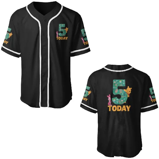 Discover Kids Disney Winnie the Pooh Piglet Birthday 5 Years Old Today Baseball Jerseys
