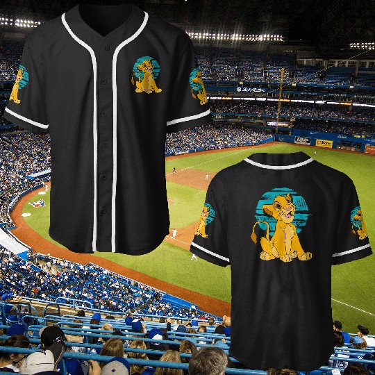 Disney The Lion King Young Simba Happy Blue Retro Baseball Jerseys