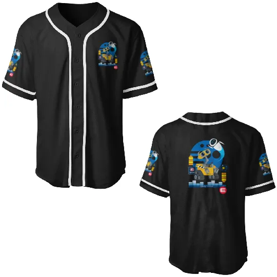 Disney Pixar Wall-E and EVE Distressed Friendship Portrait Baseball Jerseys