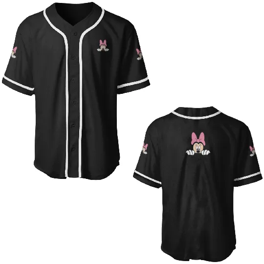 Black Disney Minnie Mouse Classic Fit  - Crew Neck Baseball Jerseys
