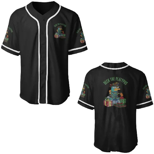 Disney Phineas and Ferb Christmas Perry Deck The Platypus Baseball Jerseys