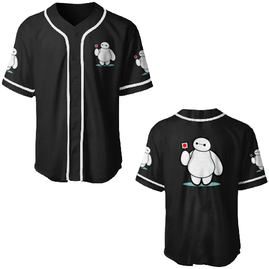 Disney Big Hero  Baymax With Lollipop Cute Shot Baseball Jerseys