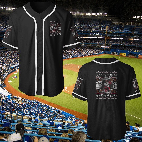 Disney Mickey and Friends Christmas Plaid Ugly Sweater Baseball Jerseys