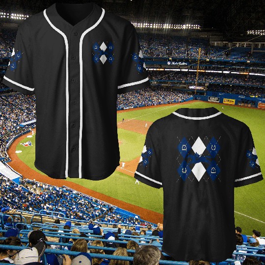Disney Mickey Mouse Horse Racing Silhouette Argyle Pattern Baseball Jerseys