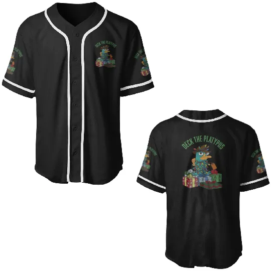 Disney Phineas and Ferb Christmas Perry Deck The Platypus Baseball Jerseys