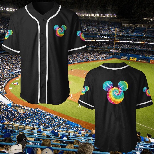 Disney Mickey Mouse Icon Rainbow TieDye Short Sleeve Baseball Jerseys