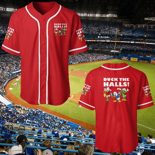 Disney Ducktales Christmas Lights Baseball Jerseys, Duck The Halls Baseball Jerseys