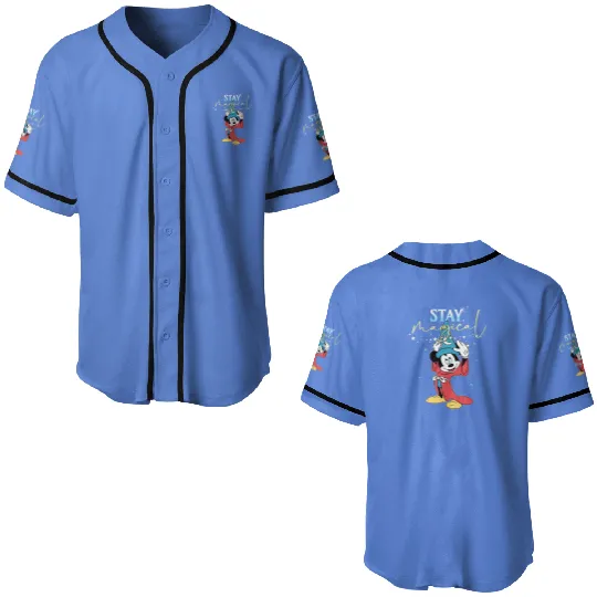 Retro Sorcerer Mickey Stay Magical Baseball Jerseys, Fantasmic Disneyland Baseball Jerseys