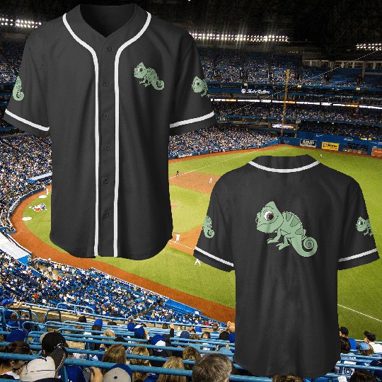 Disney Tangled Pascal Cute Pose Left Chest Pocket Logo Baseball Jerseys
