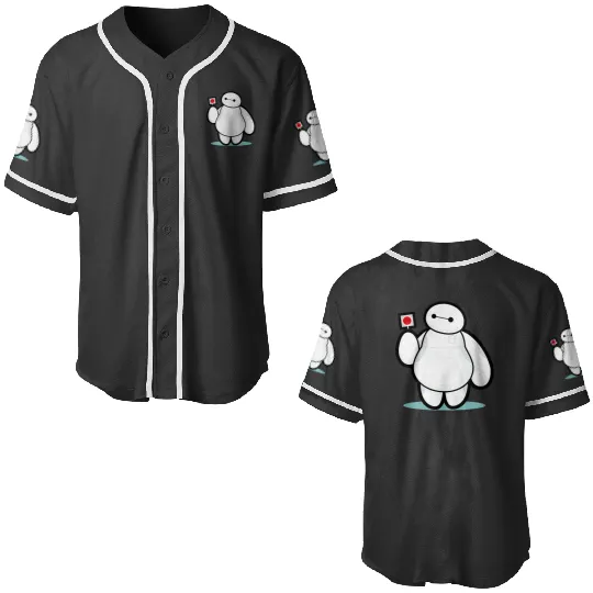 Disney Big Hero 6 Baymax With Lollipop Cute Shot Baseball Jerseys