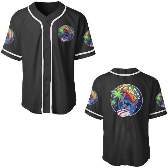 Disneyss Lilo Stitch Rainbow Surf Stitch Ohana Means Family Baseball Jerseys