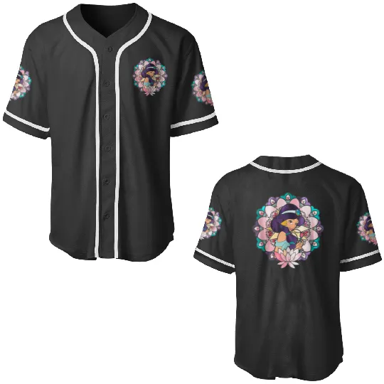 Disneyss Aladdin Jasmine Stained Glass Flower Baseball Jerseys