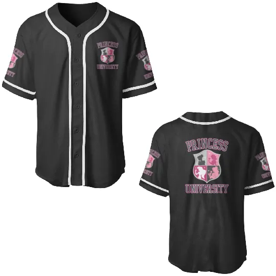 Disney Princess University College Text Logo Graphic Baseball Jerseys