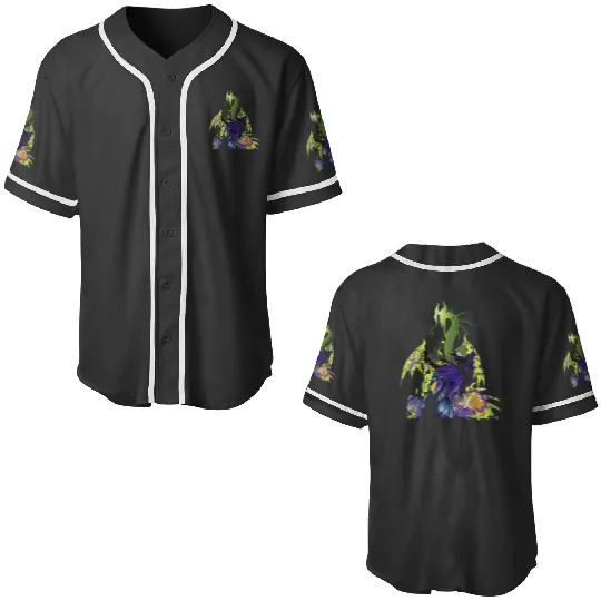 Disneyss Sleeping Beauty Maleficent Dragon Silhouette Baseball Jerseys