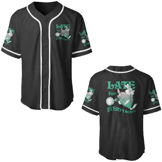 Disneyss Alice In Wonderland Late For Everything Baseball Jerseys