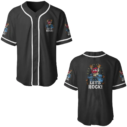 Disney The Muppets Animal Let's Rock Drums Distressed Logo Baseball Jerseys