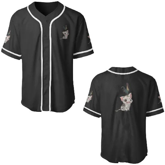 Disneyss Moana Pua And Hei Hei Distressed Portrait Baseball Jerseys