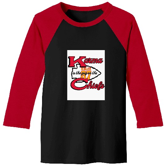 Karma is the Guy on the Chiefs taylorr Swift Travis Kelce Baseball Tees