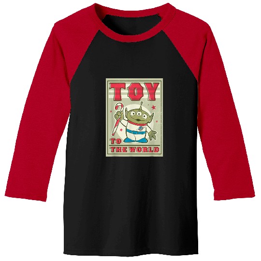 disneys And Pixars Toy Story Alien Holiday Toy To The World Baseball Tees