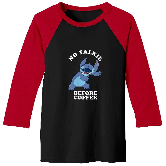 disneys Lilo Stitch No Talkie Before Coffee Grumpy Alien Baseball Tees