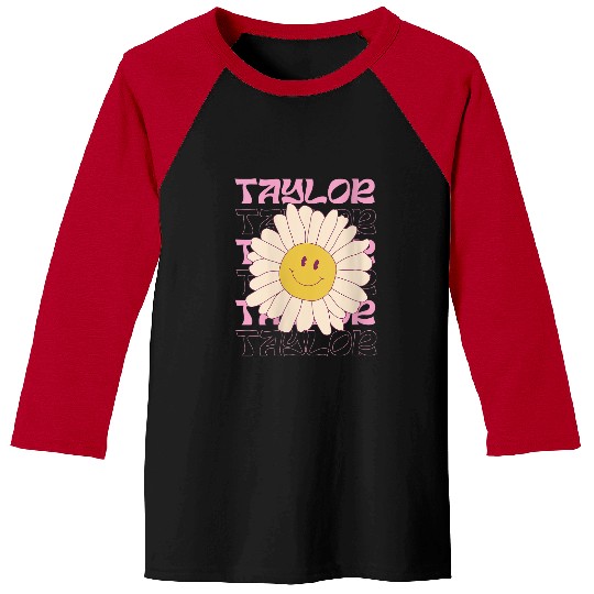 Discover Womens Girl Retro Taylor Name Personalized Groovy Birthday Gifts Trend Baseball Tees