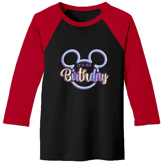 Discover Disney Mickey And Friends It's My Birthday Neon Ears Logo Gifts  Baseball Tees