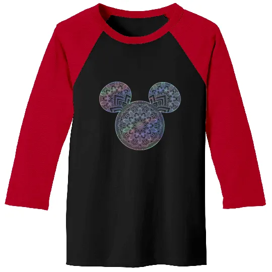 Disneyss Mickey Classic Holograph Neon Mandala Fill Ears Baseball Tees