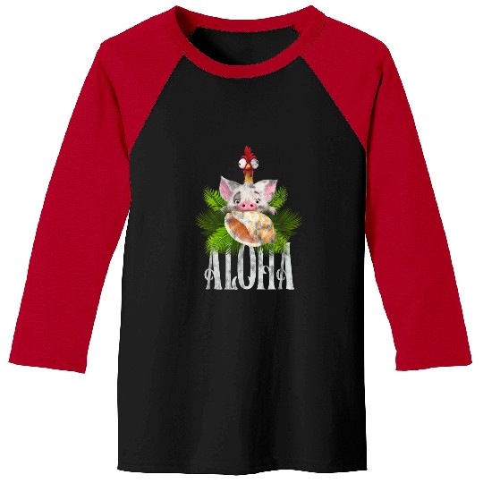 Disney Moana Aloha Pua And Hei Hei Distressed Tropical Logo gifts  Baseball Tees