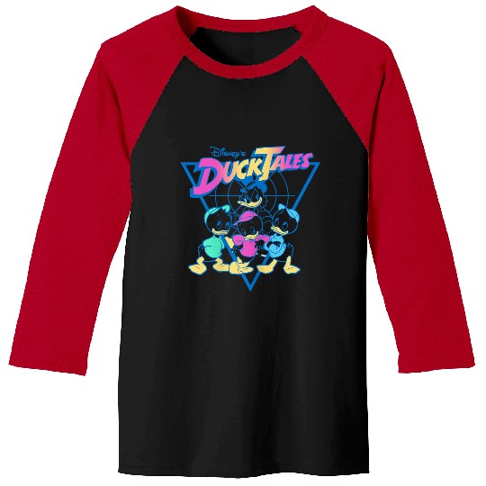 Disney Ducktales Vintage Neon Outlines Group Shot Distressed gifts  Baseball Tees