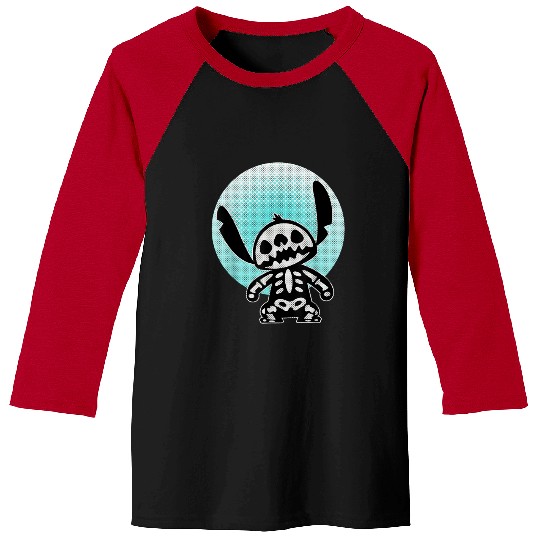 Discover Disney Stitch Skeleton Halftone Baseball Tees