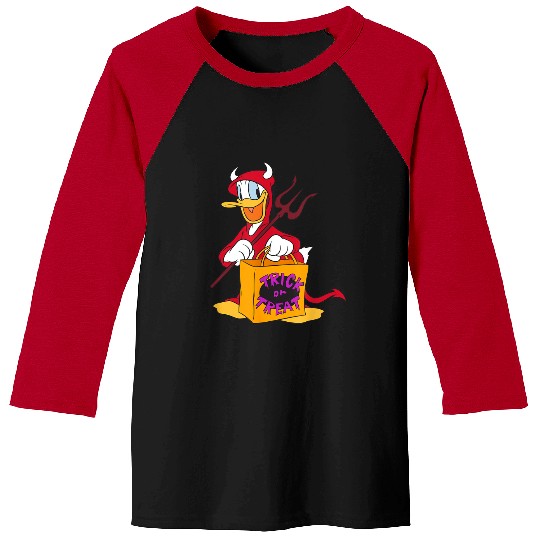 Disney Halloween Donald Duck Devil Trick or Trea Baseball Tees