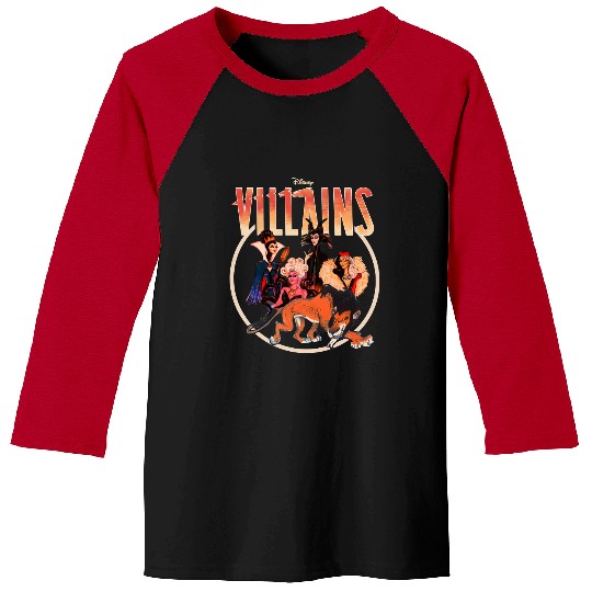 Retro Disney Villains Group Baseball Tees, Scar Evil Queen Maleficent Hades Jafar Baseball Tees