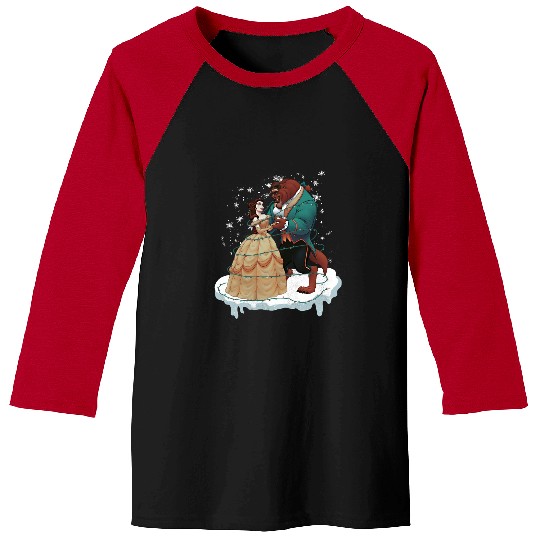Beauty and the Beast Retro Christmas Baseball Tees, Disney Princess Christmas Baseball Tees