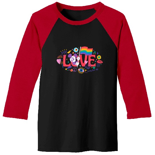 Disney Mickey Mouse Rainbow Pride Flag Love For All Doodles Baseball Tees