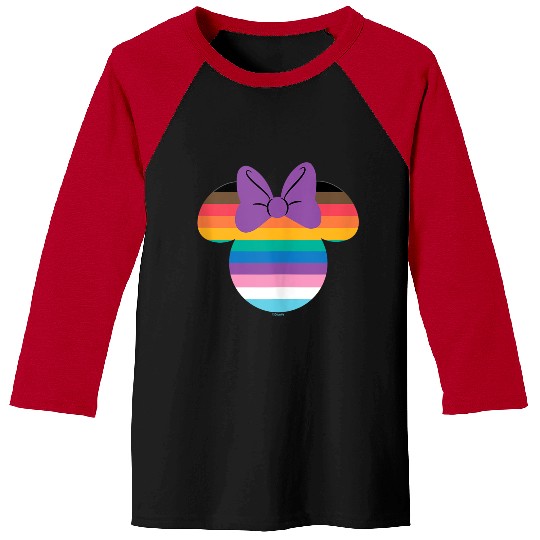 Disney Minnie Mouse Pride Inclusive Rainbow Head Icon Fill Baseball Tees