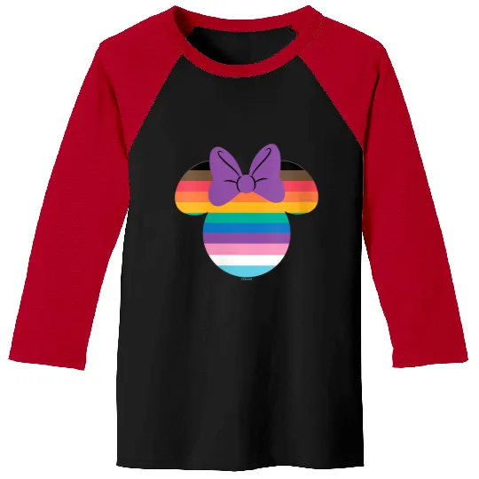 Disney Minnie Mouse Pride Inclusive Rainbow Head Icon Fill Baseball Tees