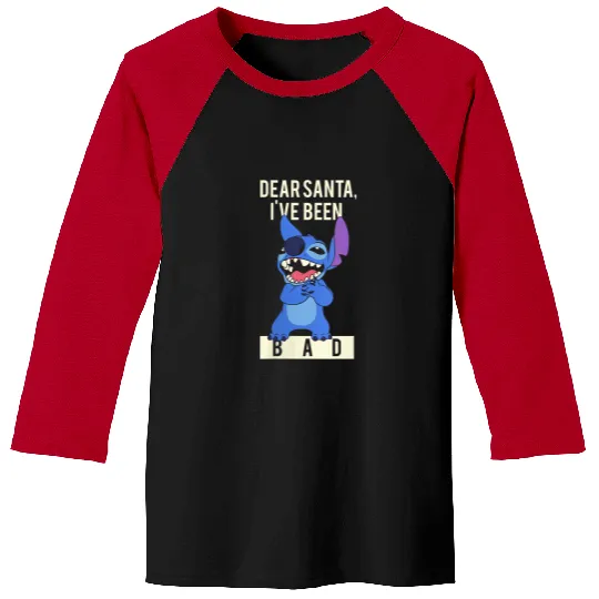 Womens Disney Lilo Stitch Christmas Dear Santa I've Been Bad Baseball Tees