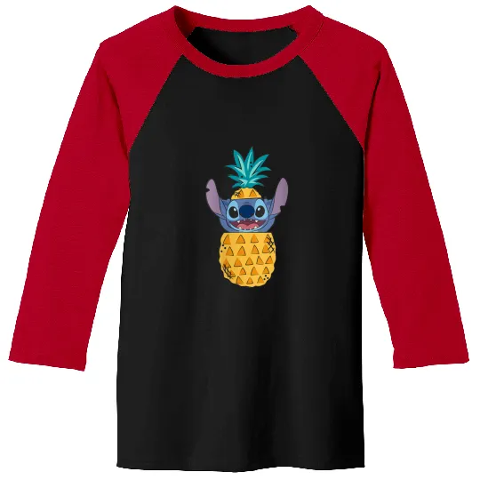 Womens Disney Lilo Stitch Cute pineapples Surprise Chest Portrait Baseball Tees