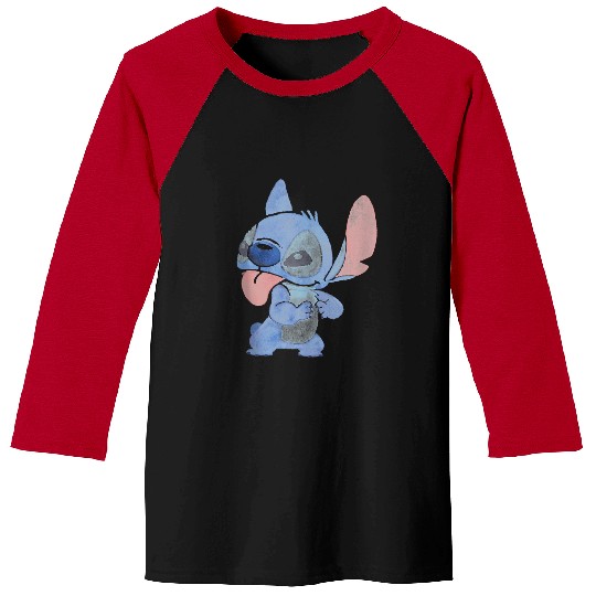 Disney Lilo Stitch Watercolor Cute Silly Stitch Chest Logo Baseball Tees