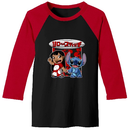 Disney Lilo Stitch Cute Happy Anime Kanji Style Big Poster Baseball Tees