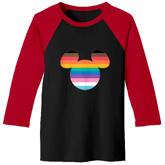 Disney Mickey Mouse Pride Inclusive Rainbow Head Icon Fill Baseball Tees