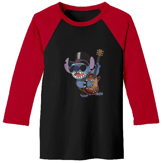 Disney Lilo Stitch Rock Star Playing Big Chest Portrait Baseball Tees
