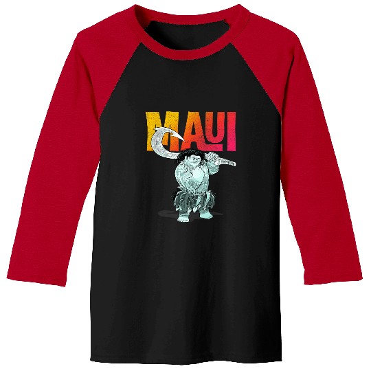 Disney Moana Maui Gradient Text Tough Pose Portrait Baseball Tees