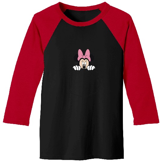 Black Disney Minnie Mouse Classic Fit  - Crew Neck Baseball Tees