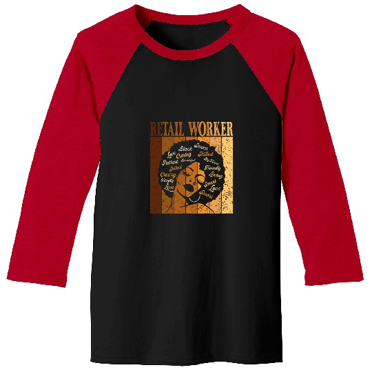 Retail Worker Afro African Women Black History Month Baseball Tees