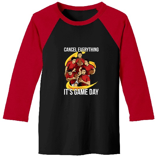 Cancel everything its game day Design for a Rugby Player Baseball Tees