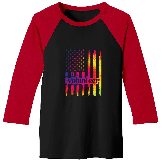 Volunteer US Flag Voluntary Worker Volunteering Baseball Tees