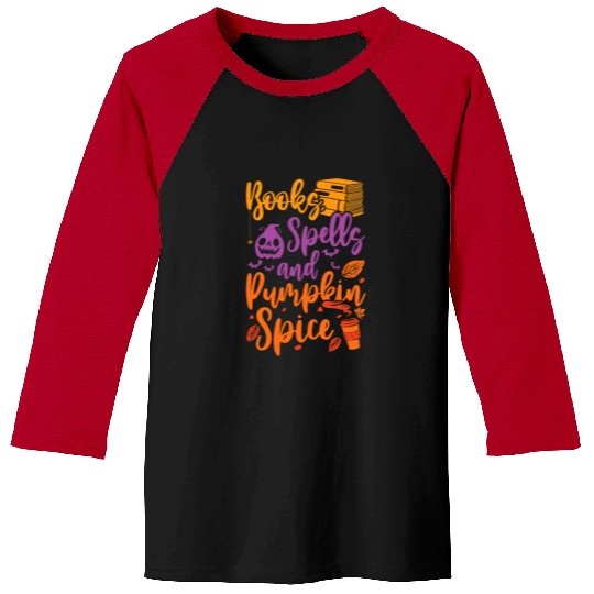 Books Spells Pumpkin Spice Book Lover Cute ghosts Halloween Baseball Tees