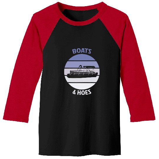 Boats And Hoes Captains Boat Funny Pontoon Boat Owner Sunset Baseball Tees